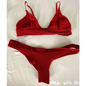 Used H&M red ribbed bikini
